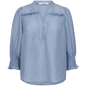 Co'couture CharlieCC Frill Ss Skjorte, Pale Blue